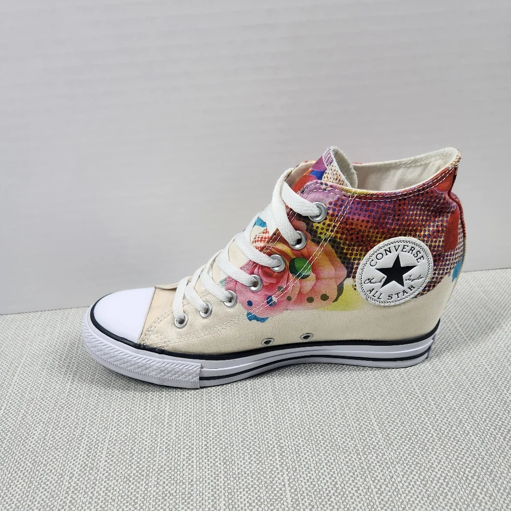 Converse Chuck Taylor All Star Lux Mid Rose sz 9.5 hidden wedge high top sneaker